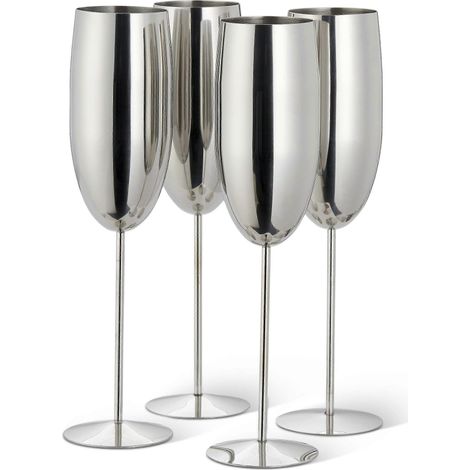 Verres à champagne et à prosecco en acier inoxydable : argent (1/5)