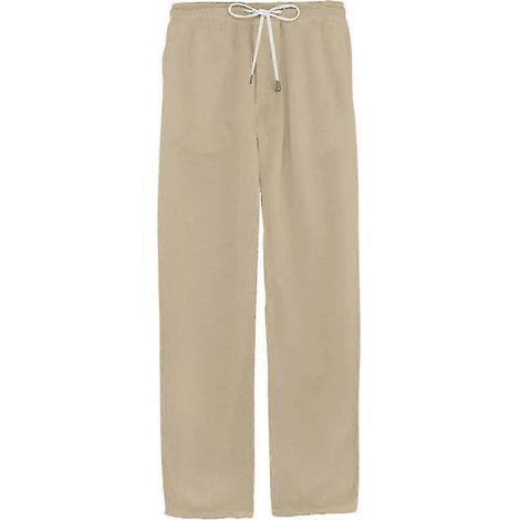 Herren-Hose in Leinenoptik, Baggy-Hose mit elastischem Bund, lässige Strand- und Yogahose-M-Khaki