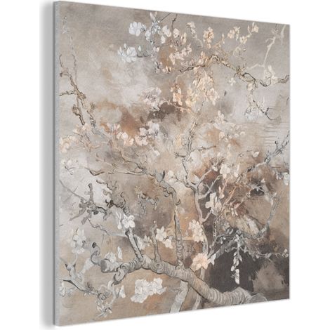 TABLEAU ACOUSTIQUE Fleur d'amandier - Art - Van Gogh - Beige - Abstrait Anti-Bruit 90x90 cm (1/5)