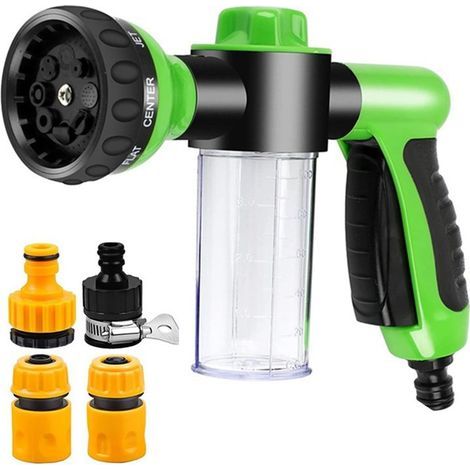 Pistolet d arrosage haute pression pour jardin avec réservoir a mousse lavage voiture et arrosage plantes raccord rapide pratique (1/5)