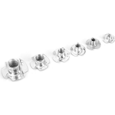 110 écrous en T à quatre griffes galvanisés (1 boîte) M10/M8/M6/M5/M4/M3 (1/2)