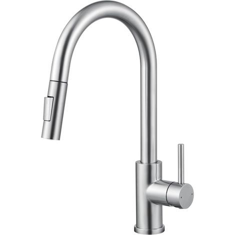 Robinet Cuisine Douchette, Mitigeur Cuisine avec Douchette Extractible 2 Modes de Pulvérisation, Robinetterie Evier de Cuisine Pivotant à 360° Chaud et Froid en Acier Inoxydable - SÉRIE SOFETIY (1/4)