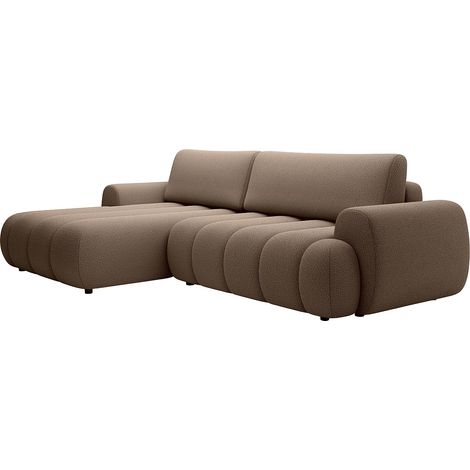 Canapé d'angle gauche convertible en tissu taupe FRIDORA (1/4)