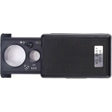30 fois 60 fois lumière LED lampe d'inspection bijoux d'identification antique diamant loupe extractible avec lanière (1/5)