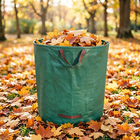 Sac à déchets verts pliable réutilisable, collecteur feuilles mortes avec œillets métalliques (1/5)