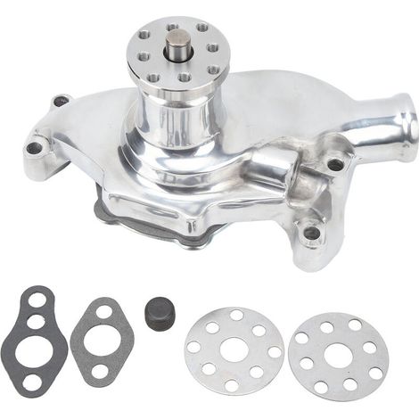 Jeffergarden Pompe à eau courte à haut Volume en aluminium grand débit d'eau pour SBC V8 283 327 350 1955 à 1985 polissage-DOU