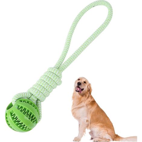 Hundeball mit Seil, interaktives Hundespielzeug, grün, 6 cm (1/5)
