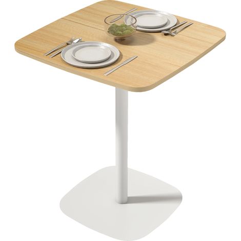 Table à manger carrée pour 2 personnes table de cuisine plateau en effet bois base carrée 60x60x75cm effet bois naturel (1/5)