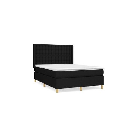 Sommier à lattes de lit avec matelas Noir 140x200 Tissu (1/5)