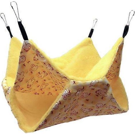 Mignon hamac suspendu pour rat, balançoire pour chinchilla, perroquet, cochon d'Inde - Hamac de lit pour rongeurs, couleur jaune, taille S. (1/4)