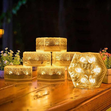 Lot de 6 lampes solaires décoratives pour jardin, éclairage extérieur, éclairage de porche et d'allée, 6 LED blanc chaud étanches pour jardin et pelouse (1/5)