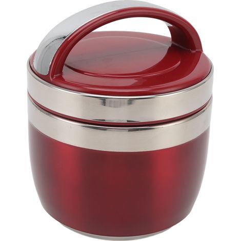 Boîte à lunch isotherme 1,5 L en acier inoxydable 304, contenant alimentaire portable de type bento, idéale pour les étudiants et les employés de bureau (rouge). (1/5)