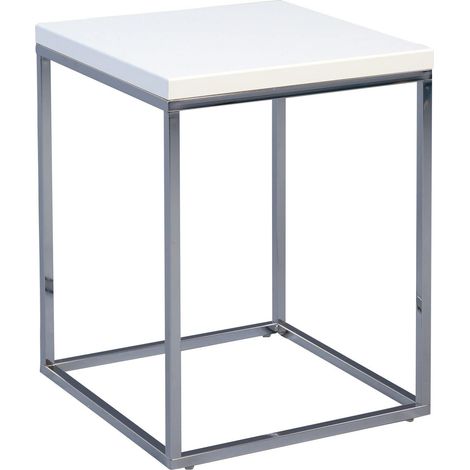 Table d'appoint, Bois, Métal chromé Blanc Mat, 40 x 40 x 52 cm (1/4)