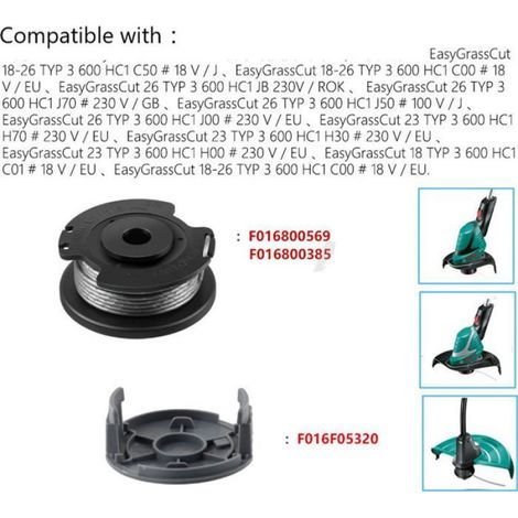 Bobines de fil avec fil de coupe pour coupe-bordures Bosch EasyGrassCut 18-230 noir (1/4)
