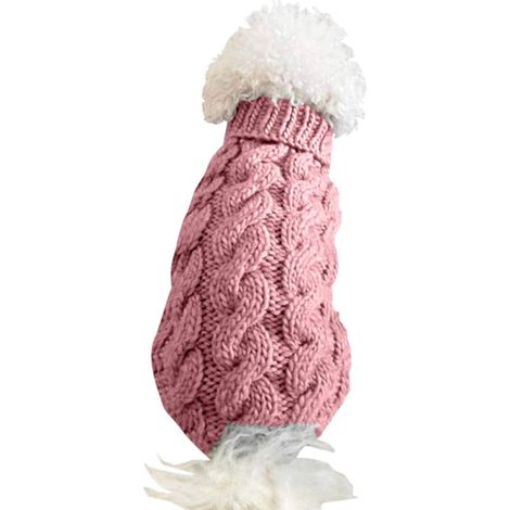 Pet Dog Turtleneck Knitted Sweater Coat Winter Warmer Pullover Knitwear Crochet Coat Clothes for Small Medium Large Dog Puppy Cat (L, Pink) (1/4)