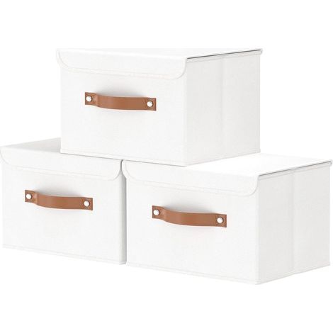 Set mit 3 faltbaren Aufbewahrungsboxen mit Deckel, verstärkten Griffen, aus Stoff und PP, für Kleidung und Handtücher (1/5)