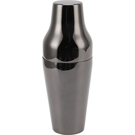 Cocktailshaker aus glänzend schwarzem Edelstahl, 2-teilig, Martini-Stil, für Bar, Zuhause, Camping oder Picknick (1/5)