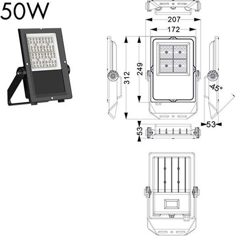 PROJECTEUR ROCK ASYMETRIQUE 50W 3000K IP67 ASLED ROCK8BCA50