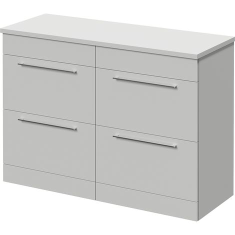 Napoli 460 Gloss Grey Pearl 1200mm 4 Drawer Vanity Unit for Countertop Basins - 1200mm - Chrome 320mm Handle