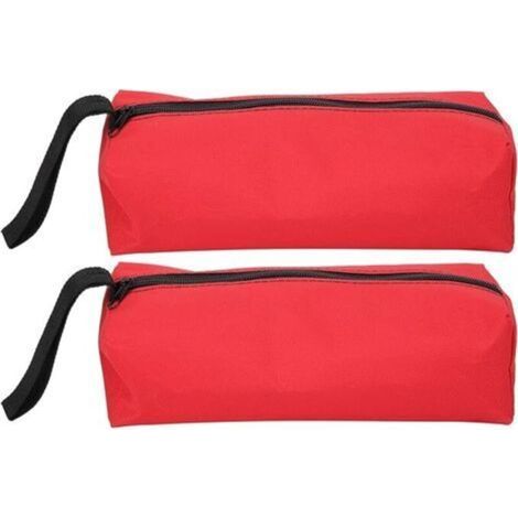 Lot de 2 petites pochettes à outils, 25 X 8,5 X 7 cm pochette de rangement portable multifonctionnelle en polyester 600D avec sangle de suspension et fermeture à glissière (rouge) (1/5)