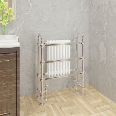 Traditional 904x674mm Heated Towel Bathroom Rail Chrome & White (1/5)