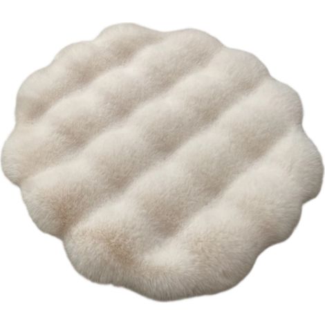 Tapis Chauffant Pour Chat - Lit Rond En Peluche Anti-Dérapant 40 Cm - Couverture Hiver Pour Chien Et Chaton - Blanc Cassé (1/5)