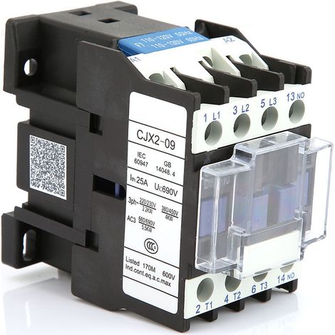 Contacteur électrique industriel à montage sur rail CJX2-0910 (110 V CA) (1/5)