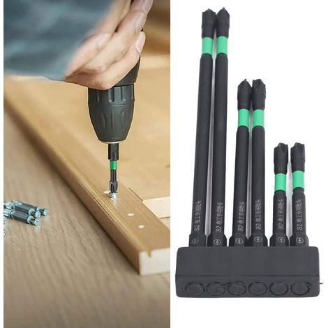Set mit 6 rutschfesten Kreuzschlitzschraubendrehern, leistungsstarker magnetischer Elektrobohrer S2, pneumatischer Elektroschraubendreher (1/5)