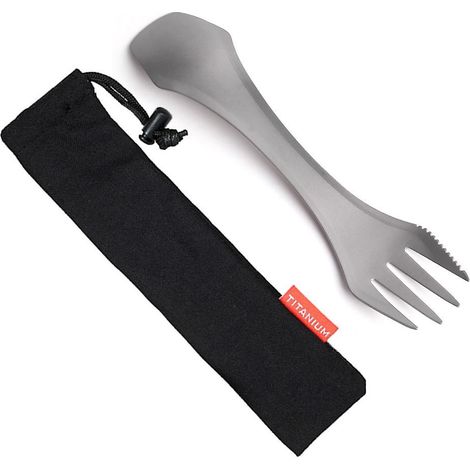 2-in-1-Titan-Löffel-Gabel für Picknicks, Reisen, Camping und Essen im Freien