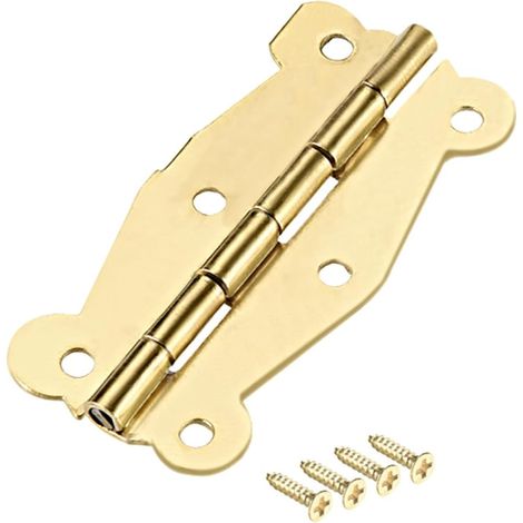 Charnières rétro (5 cm) - Lot de 10, charnières pliantes en fer sculpté avec vis - pour portes, fenêtres et projets de bricolage (1/4)