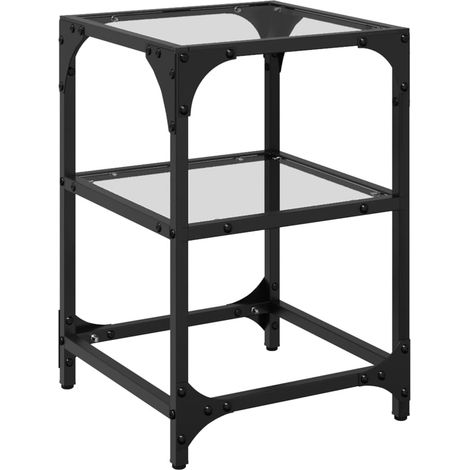 Maison Exclusive - Tavolino Salotto con Piano Vetro Trasparente 30x30x45cm Acciaio (1/5)