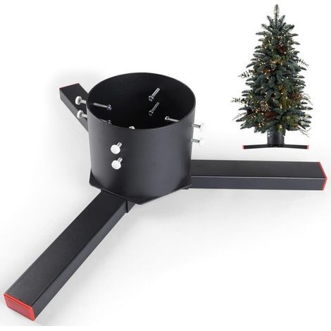 Pied de Sapin de Noël Réglable Ø8-14cm, Support Sapin de Noel Métal Amovible pour Vrais Sapins 160-260cm, Support de Base de Sapin de Pin pour en Extérieur et en Intérieur, Noir (1/5)