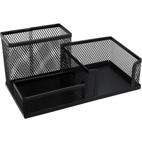 Porte-stylo métallique noir à 3 compartiments, pour bureau et école, 1 pièce