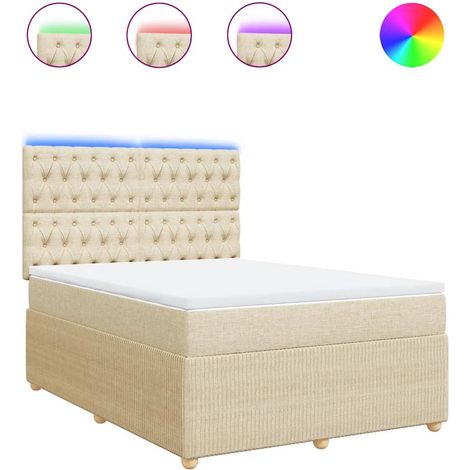 Maison Exclusive - Cama box spring con colchón tela color crema 1 (1/5)