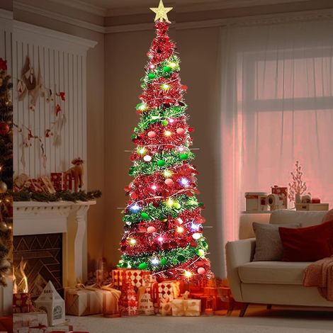 Künstlicher Weihnachtsbaum, 150 cm, faltbar und abnehmbar, spiralförmig, geschmückt für Zuhause, Küche und Esszimmer (1/5)
