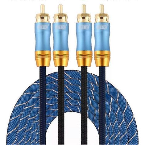 Câble RCA - 2 connecteurs RCA mâles plaqués or, tresse en nylon de 5 m - (1/5)
