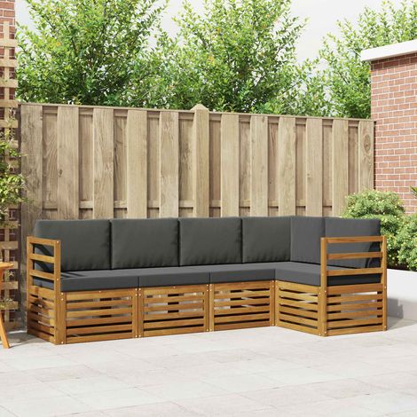 Ecksofa Set 5 pcs Natur und Anthrazit Massivholz Akazie