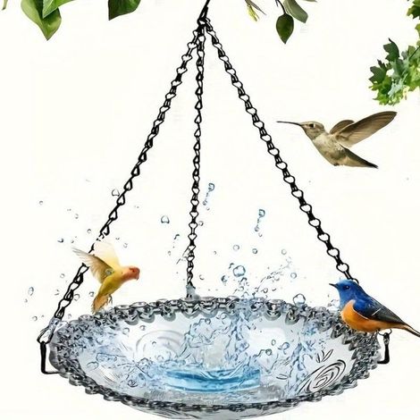 Abreuvoir suspendu oiseaux – Extérieur – Bleu – Jardin ou terrasse – Cadeau amoureux oiseaux (1/5)