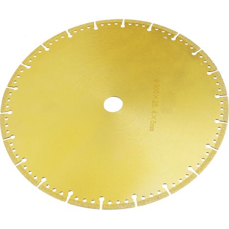 Disque diamanté brasé 300x25,4x5mm, lame de scie circulaire pour coupe et meulage de métal, fonte, inox, marbre et fibre de verre (1/5)