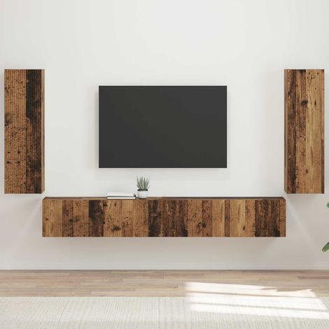 TV-Wandregal-Set Wandmontiert 4 pcs Altholz Holzwerkstoff