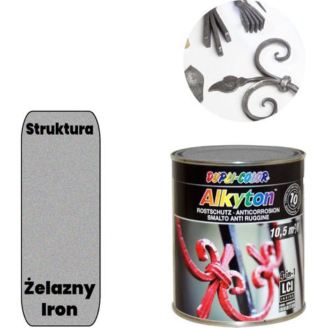 Pintura anticorrosión Alkyton con estructura de hierro y plata, lata de 250 ml para óxido. (1/5)