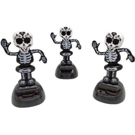 Lot de 3 décorations solaires pour tableau de bord, squelettes de dessin animé, ornements d'Halloween pour voiture (1/5)