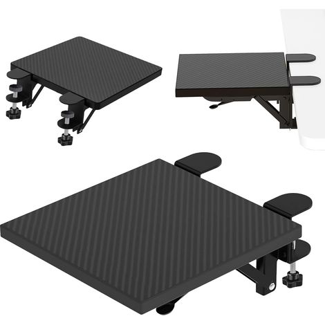 Plateau d'Extension Bureau,Support Ergonomique Clavier Sous Bureau d'ordinateur,Support Robuste Bras Souris,Convient La Maison Et Le Bureau,Pince Sans Perforation Noir 20x24cm (1/5)