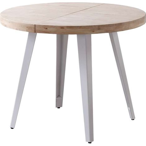 Mesa redonda extensible Berg roble nordish patas blancas 76 cm(alto) 100cm(ancho) 100-140-180 cm(largo) (1/4)