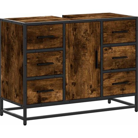 Maison Exclusive - Waschbeckenunterschrank Räuchereiche 80x33x60