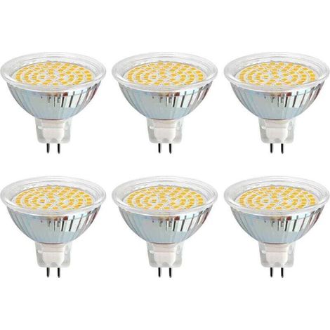 Ampoule LED GU5.3, 12 V, 3 W, blanc chaud (3000 K), Ø 50 mm, équivalent à GU5.3 30 W, 500 lm, AC/DC 12 V MR16, spot LED encastré GU5.3 pour jardin/entrée/terrasse, non dimmable, lot de 6 [Classe d'eff