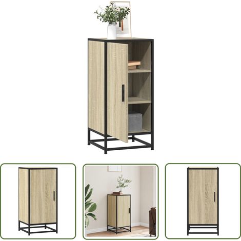 vidaXL Sideboard Sonoma-Eiche 35,5x35x76 cm Holzwerkstoff und Metall (1/5)