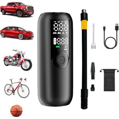 Gonfleur Pneus Voiture,batterie 4000 mAh 150PSI Pompe a Velo,Compresseur à Air Portatif pour Voiture, Vélo, Arrêt Automatique avec Valve (1/5)
