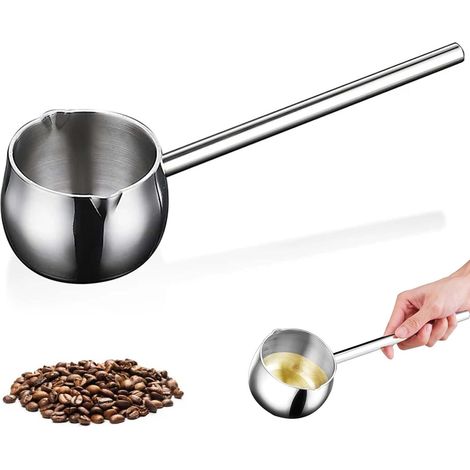 Casserole de 300 ml avec bec verseur, mini cafetière, chauffe-beurre avec poignée de 20 cm, en acier inoxydable 316, pour lait, beurre, sauce, chocolat (1/5)
