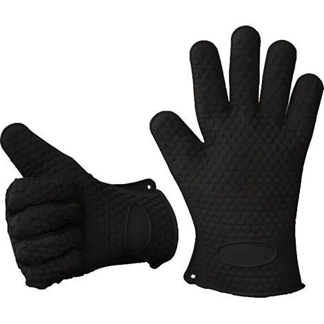 Gant de cuisine en silicone anti-chaleur - Xcellent Global - Noir - Lavable - Multifonctions-Ywey
